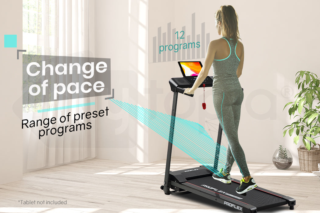 Compact Foldable Treadmill with Bluetooth, Device Stand, and LCD Touch Panel