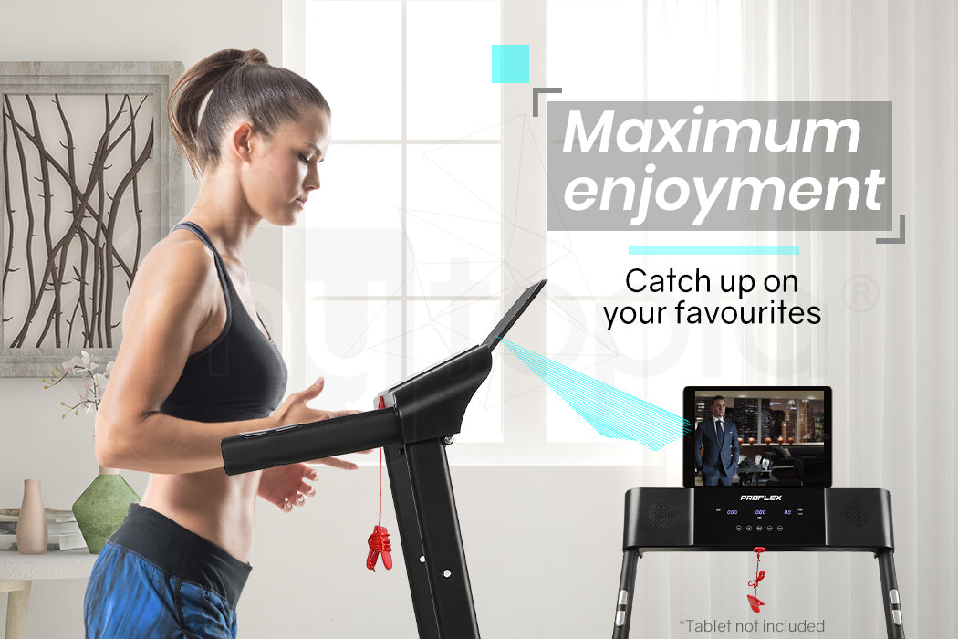 Compact Foldable Treadmill with Bluetooth, Device Stand, and LCD Touch Panel