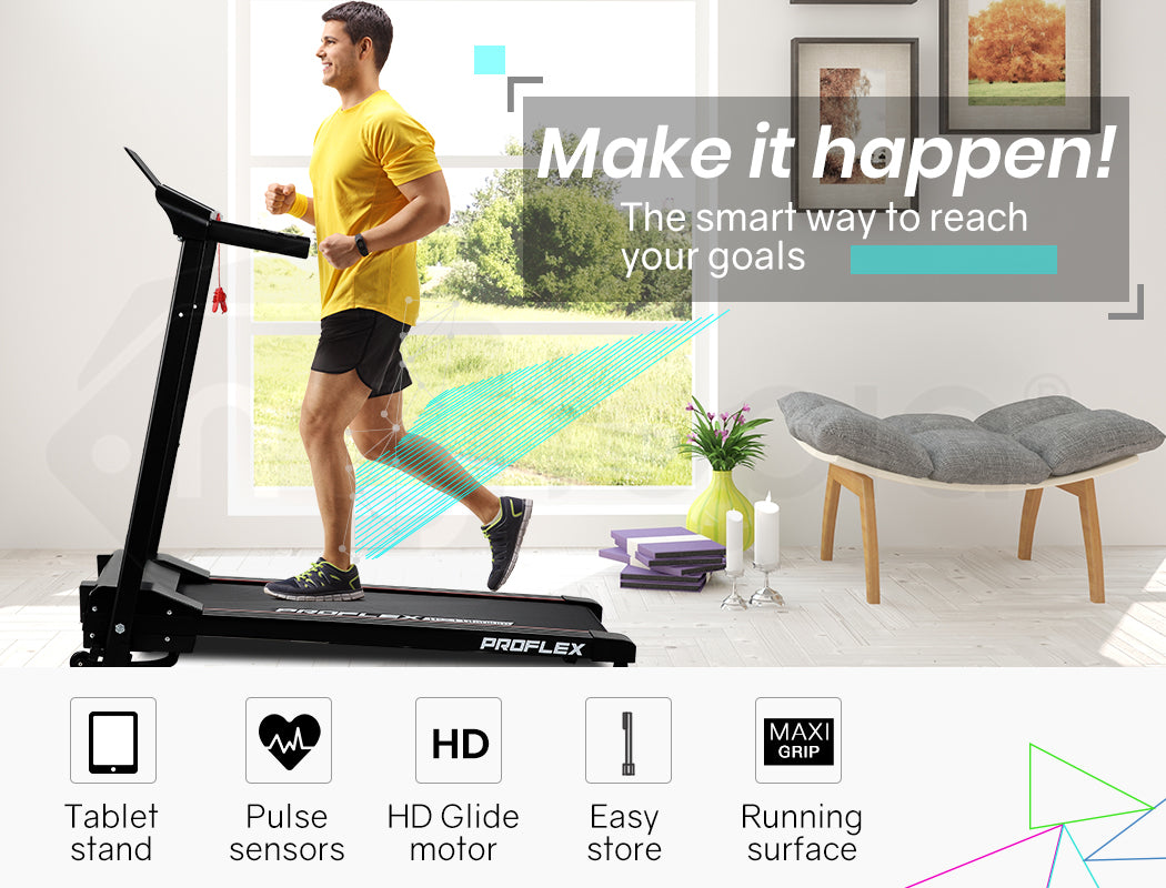 Compact Foldable Treadmill with Bluetooth, Device Stand, and LCD Touch Panel