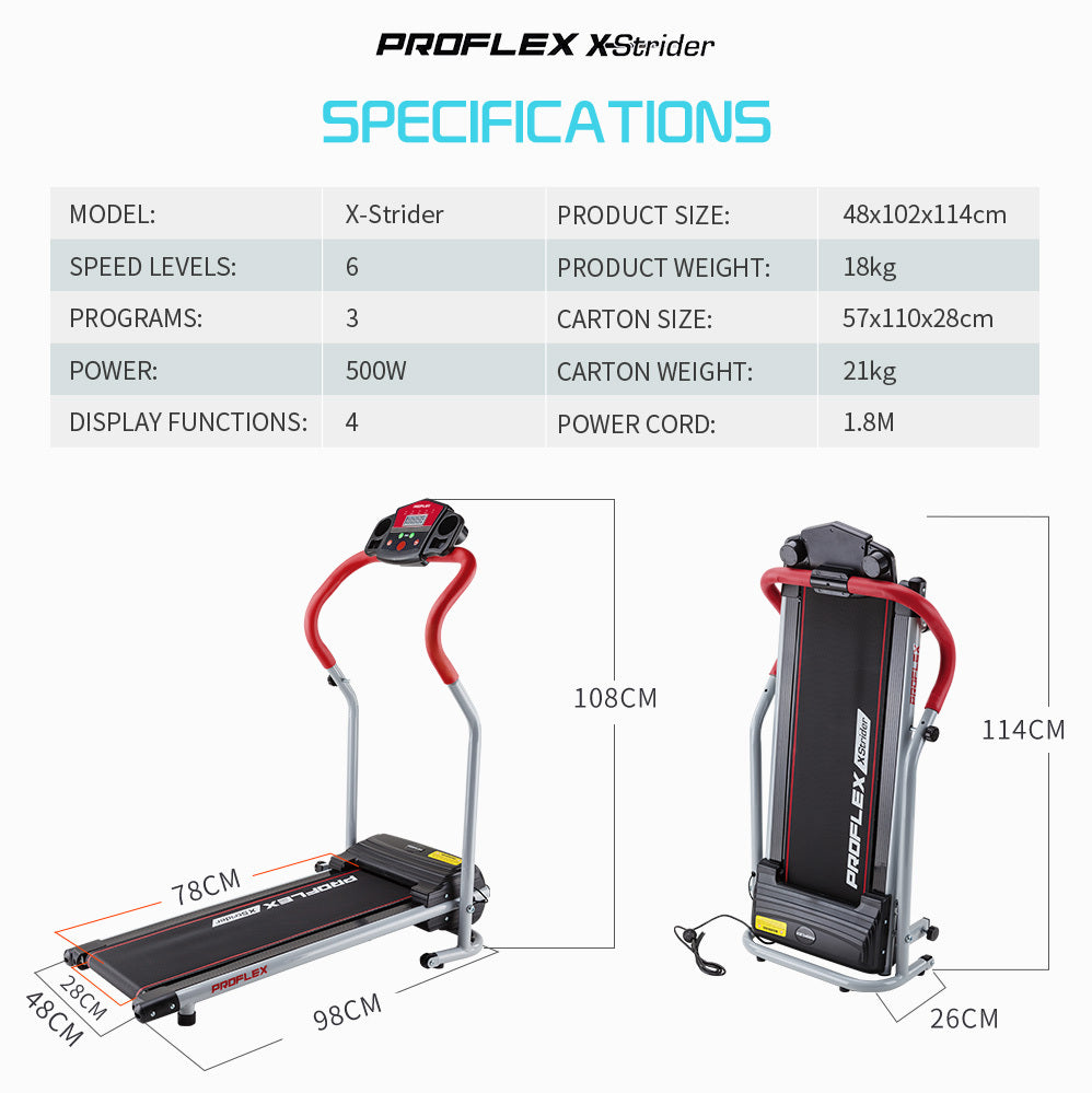 Compact X-Strider Walking Treadmill with LED Display and 6 Speed Levels