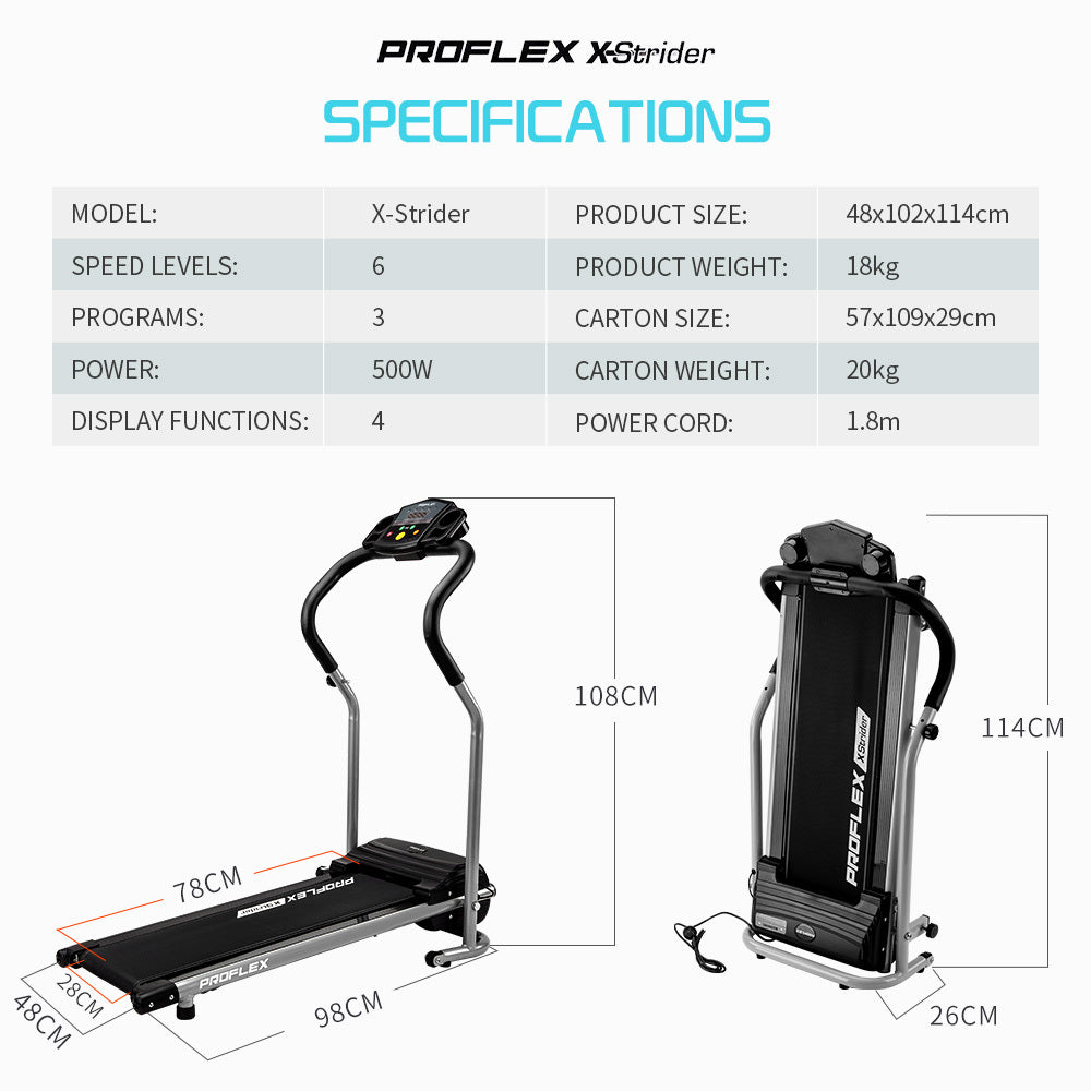 Compact X-Strider Walking Treadmill with LED Display, 6 Speeds, and Safety Key