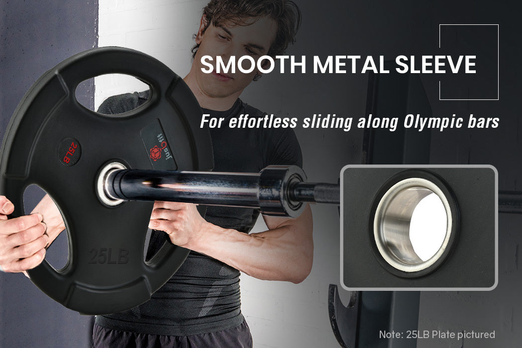 Pair of 11kg Rubber-Coated Tri-Grip Olympic Weight Plates for Home Gym Fitness