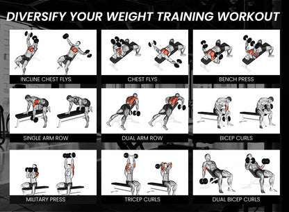 Adjustable 6-in-1 Weight Bench with Resistance Bands, 7 Levels, 150kg Capacity