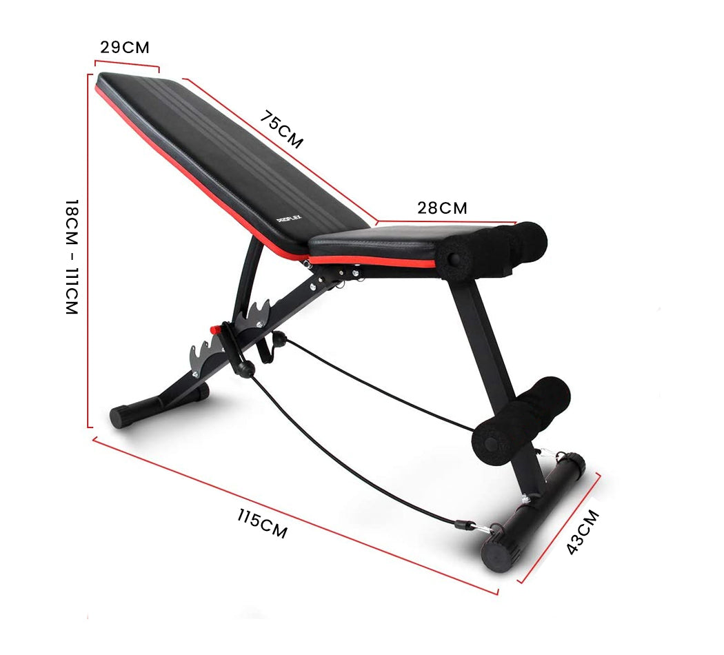Adjustable 6-in-1 Weight Bench with Resistance Bands, 7 Levels, 150kg Capacity