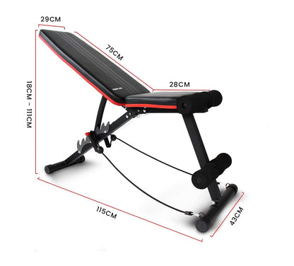 Adjustable 6-in-1 Weight Bench with Resistance Bands, 7 Levels, 150kg Capacity