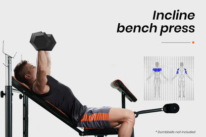 Multi-Station Weight Bench with Adjustable Incline and 200kg Capacity for Home Gym