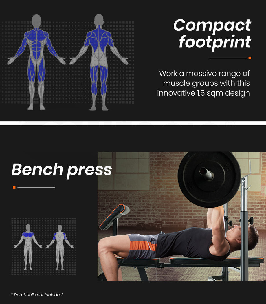 Multi-Station Weight Bench with Adjustable Incline and 200kg Capacity for Home Gym