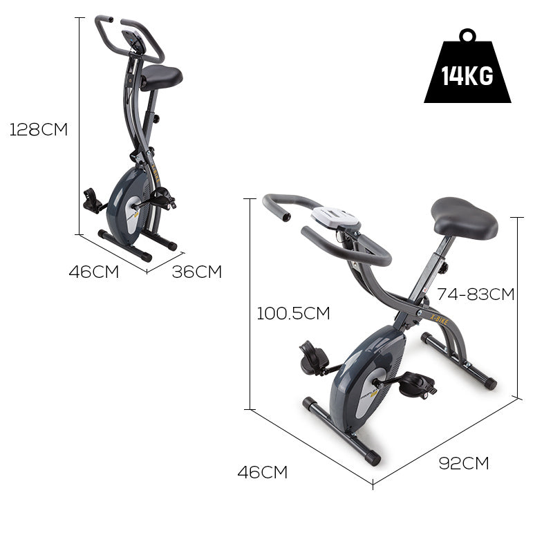 Folding Magnetic X-Bike with LCD Monitor and Adjustable Resistance, Compact 0.36m