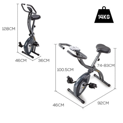 Folding Magnetic X-Bike with LCD Monitor and Adjustable Resistance, Compact 0.36m