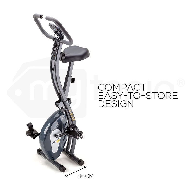 Folding Magnetic X-Bike with LCD Monitor and Adjustable Resistance, Compact 0.36m