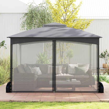 10 X 12 FT Patio Gazebo with Netting Walls with 4 Sandbags-Grey