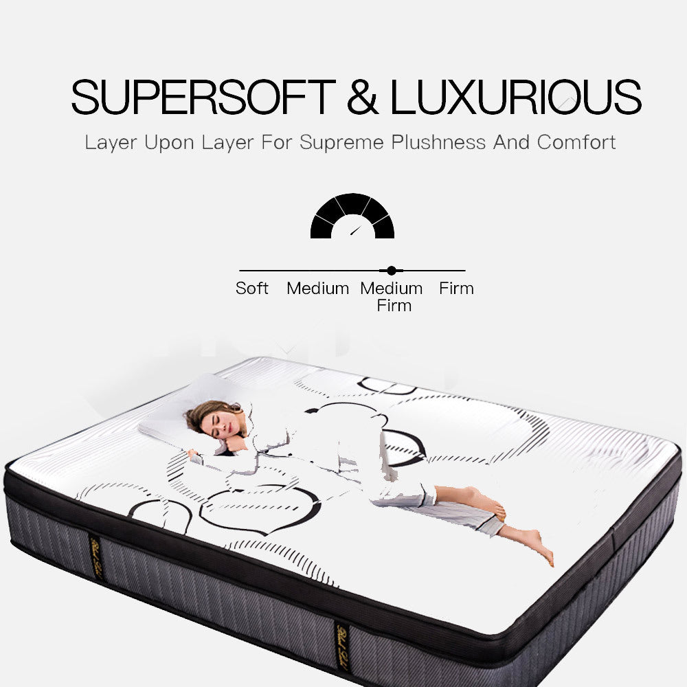 King Size Euro Top Mattress with Pocket Springs and Memory Foam, 0.34m Thick