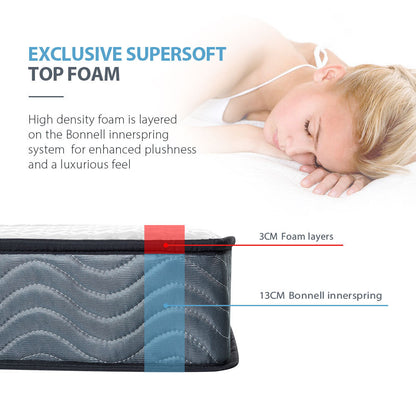 Double Mattress 0.16m Medium Firm Innerspring with Supersoft Foam Top