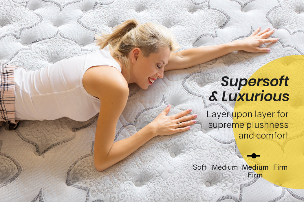 Queen Size Medium Firm Mattress with Memory Foam & 9-Zone Pocket Springs, 0.34m