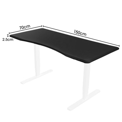Height Adjustable Desk Top, 1.5m Wide, Arched Front, Premium MDF, Black Finish