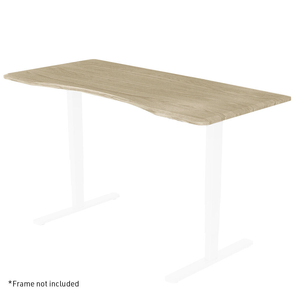 White Oak Style 1.5m Desktop for Height Adjustable Desk, Arched Front Design