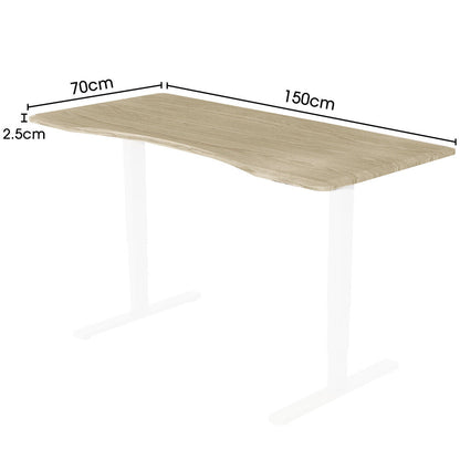 White Oak Style 1.5m Desktop for Height Adjustable Desk, Arched Front Design