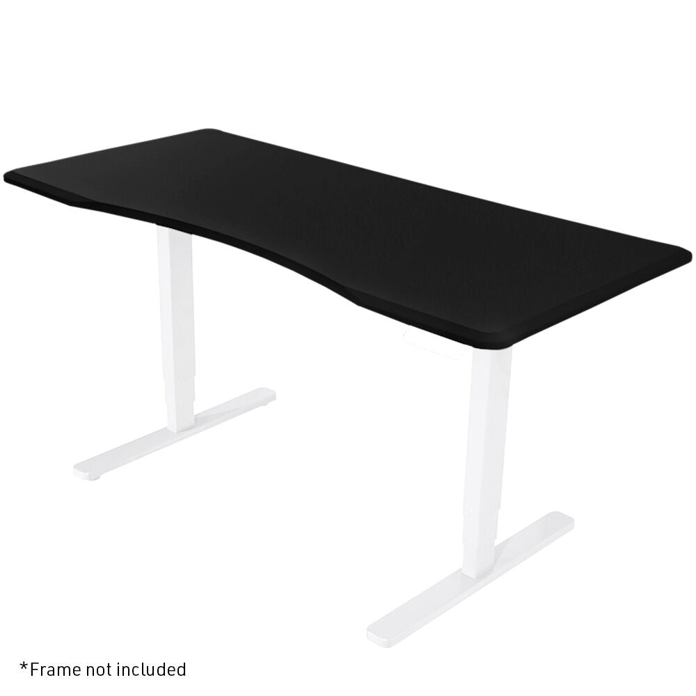160x70cm Arched Front Desk Top, Premium MDF, Black, for Adjustable Desk Frame