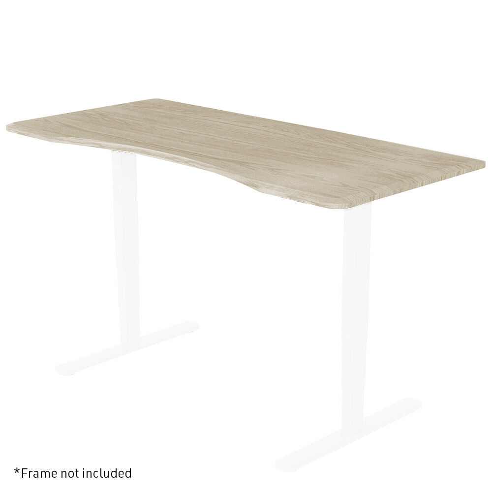 160x70cm White Oak MDF Desktop for Height Adjustable Desk, Arched Front Design