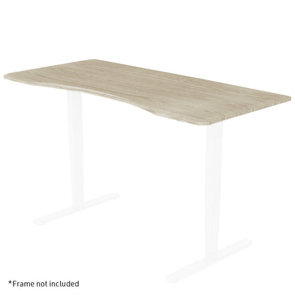 160x70cm White Oak MDF Desktop for Height Adjustable Desk, Arched Front Design