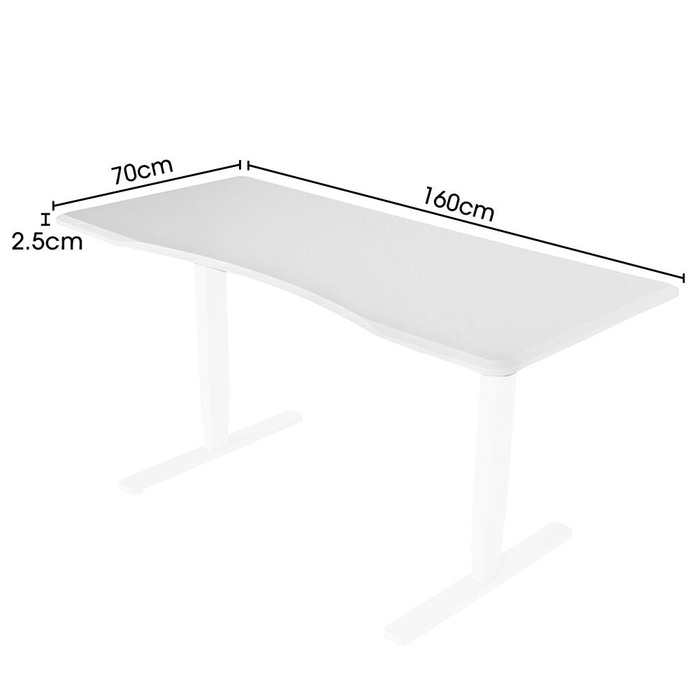 White 1.6m Desktop for Height Adjustable Desk with Arched Front Design