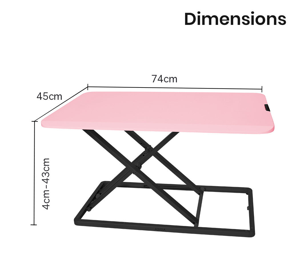 Adjustable Sit-Stand Desk Riser for Dual Monitors, 0.74m Wide, Pink