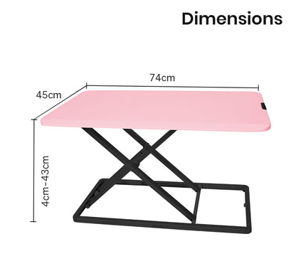Adjustable Sit-Stand Desk Riser for Dual Monitors, 0.74m Wide, Pink