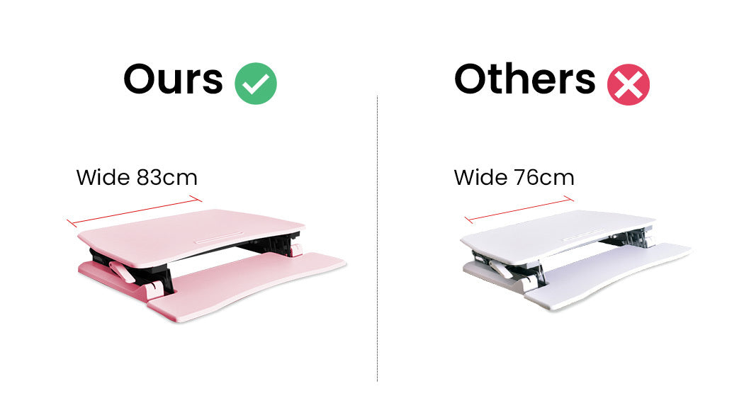 Adjustable Dual Monitor Sit-Stand Desk Riser, 0.77m Wide, 15kg Capacity, Pink