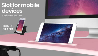 Adjustable Pink Sit-Stand Desk Riser, 0.9m Wide for Dual Monitors & Laptop