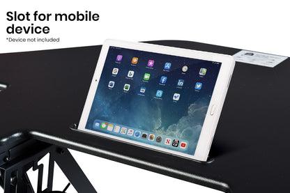 Corner Desk Riser, Adjustable Sit-Stand for Dual Monitors, 110cm, Black