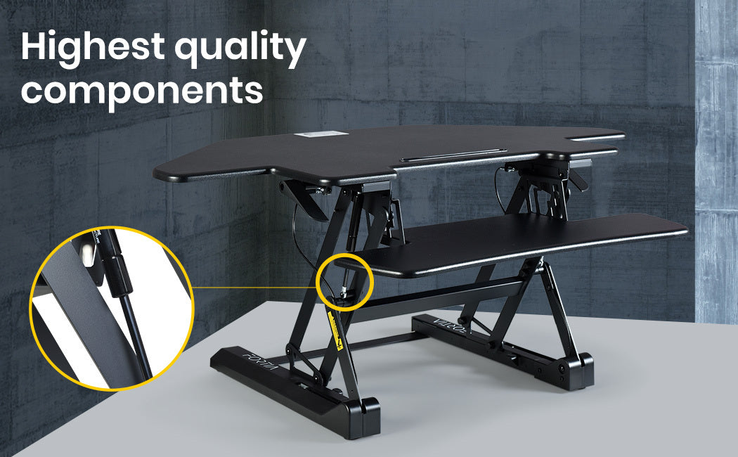 Corner Desk Riser, Adjustable Sit-Stand for Dual Monitors, 110cm, Black