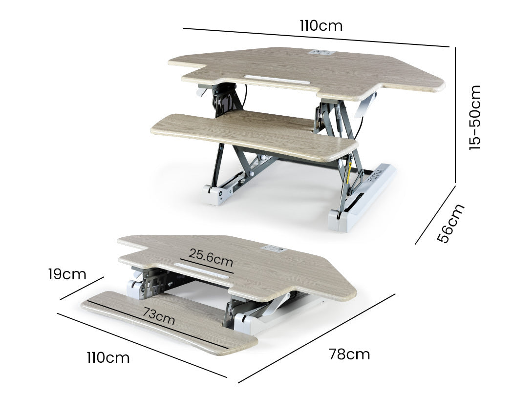 Corner Desk Riser with Adjustable Height, 1.1m Wide for Dual Monitors