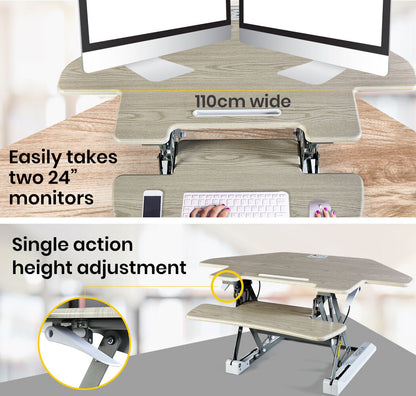 Corner Desk Riser with Adjustable Height, 1.1m Wide for Dual Monitors