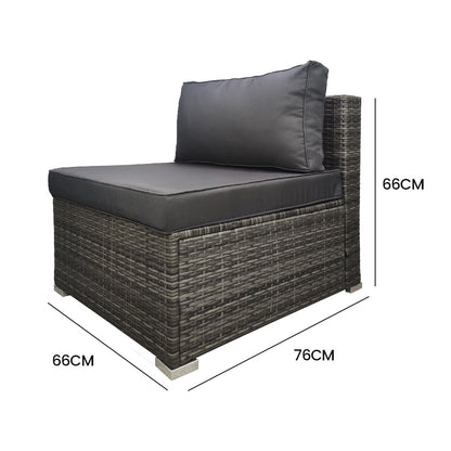 1 Seater Outdoor Lounge Chair with Grey Suntech Wicker and Cushion