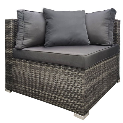 Outdoor Modular Lounge Chair with Cushions, Grey - 1 Seater, Rattan, UV-Resistant