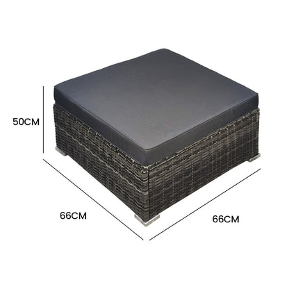 1-Seater Outdoor Ottoman with UV-Resistant Wicker and Water-Resistant Cushion
