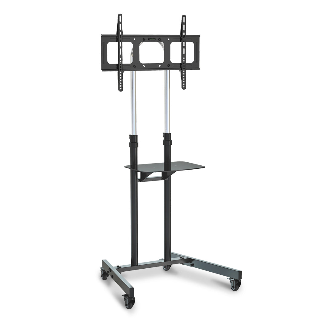 Adjustable Mobile TV Stand for 0.94-1.78m Screens, Holds 68kg, with Glass Tray