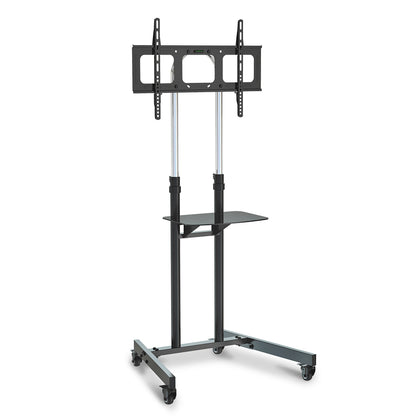 Adjustable Mobile TV Stand for 0.94-1.78m Screens, Holds 68kg, with Glass Tray