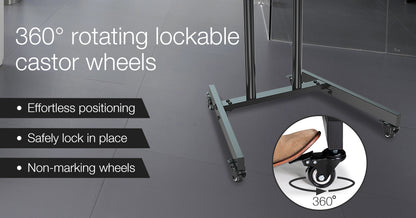 Adjustable Mobile TV Stand for 0.94-1.78m Screens, Holds 68kg, with Glass Tray