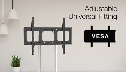 Adjustable Mobile TV Stand for 0.94-1.78m Screens, Holds 68kg, with Glass Tray