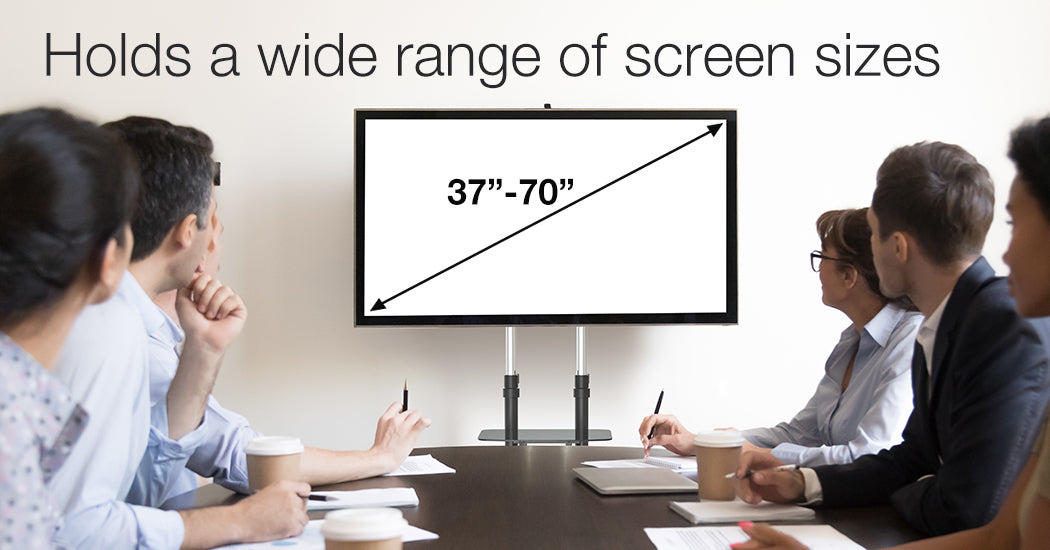 Adjustable Mobile TV Stand for 0.94-1.78m Screens, Holds 68kg, with Glass Tray