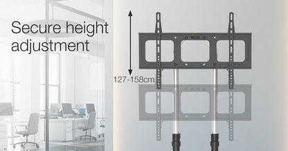 Adjustable Mobile TV Stand for 0.94-1.78m Screens, Holds 68kg, with Glass Tray