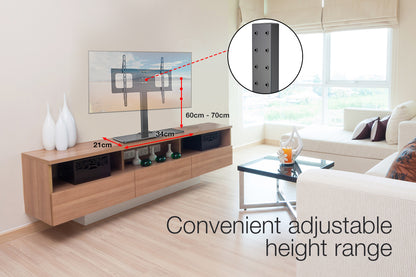 Universal TV Stand for 0.94-1.4m Screens, Adjustable Height, Holds 50kg, Black