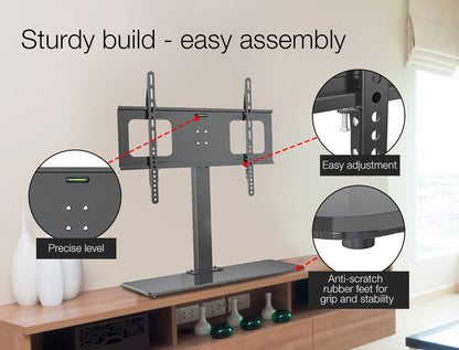 Universal TV Stand for 0.94-1.4m Screens, Adjustable Height, Holds 50kg, Black