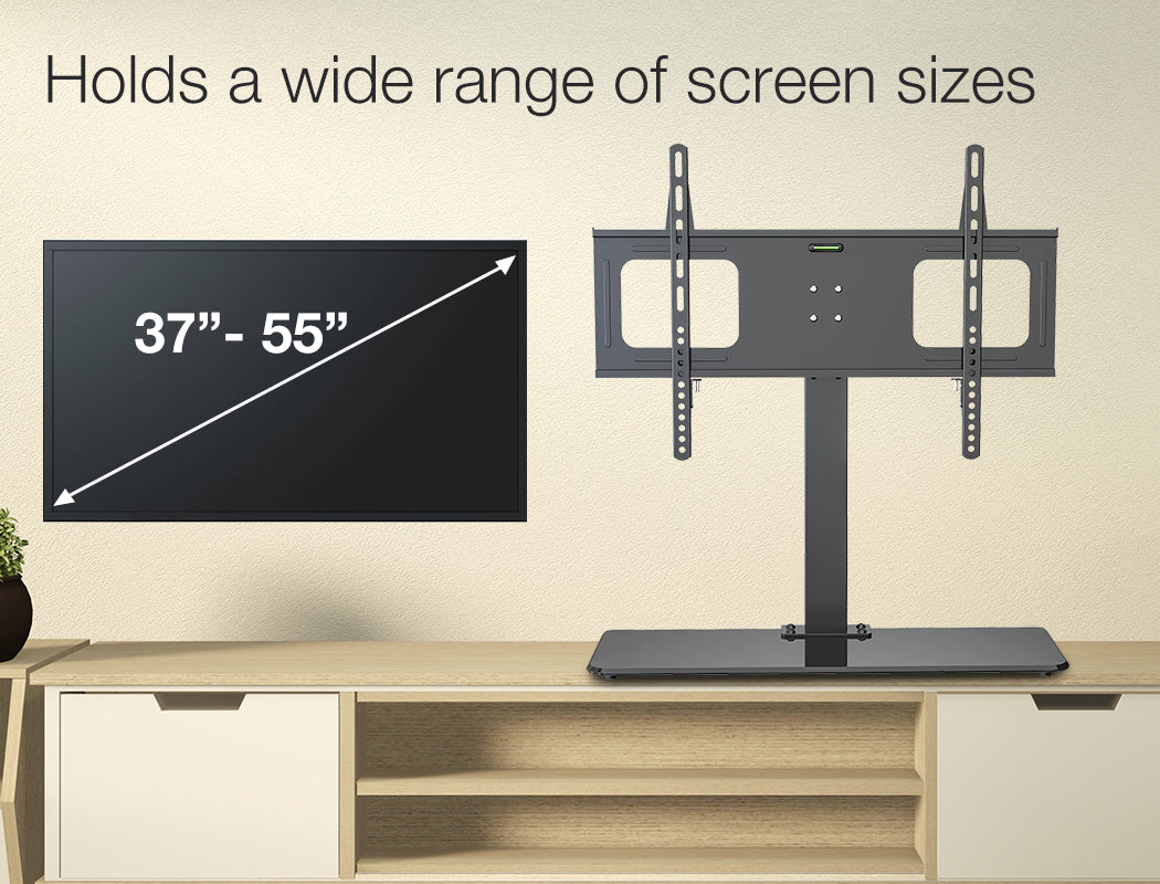Universal TV Stand for 0.94-1.4m Screens, Adjustable Height, Holds 50kg, Black