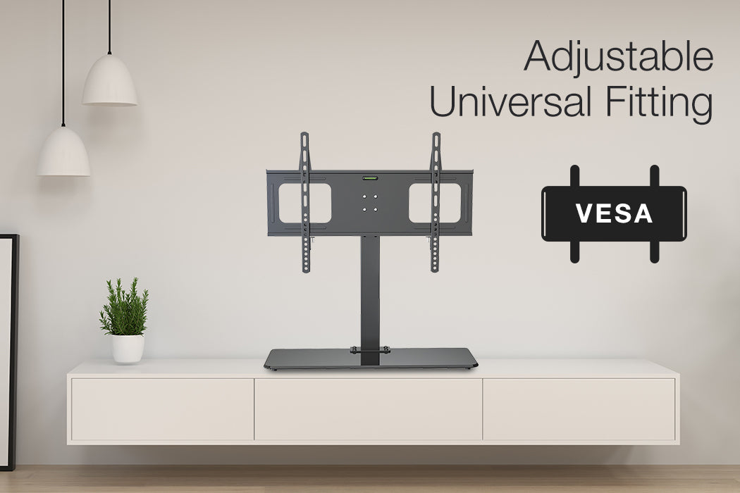 Universal TV Stand for 0.94-1.4m Screens, Adjustable Height, Holds 50kg, Black