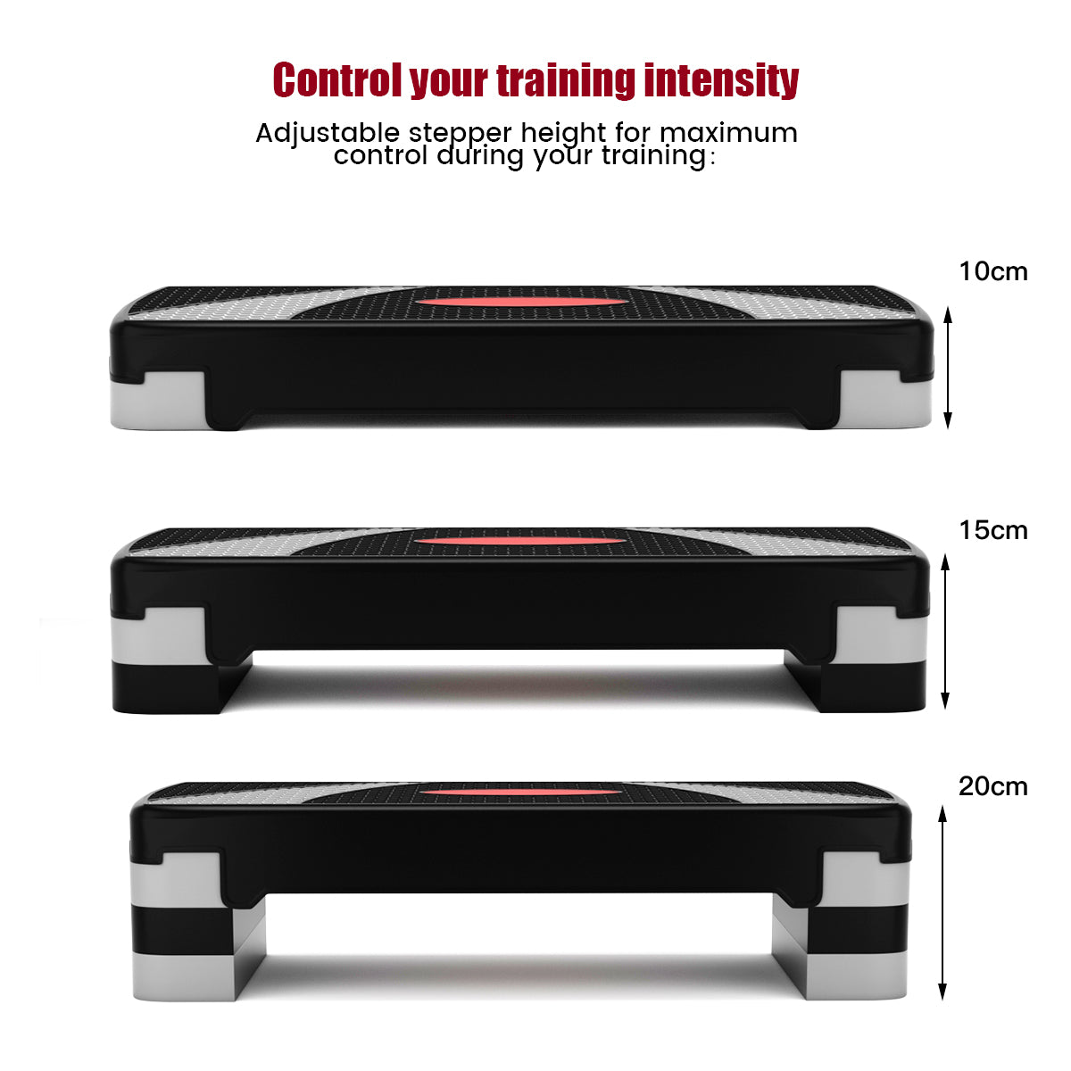 Fitness Aerobic Stepper with 10/15/20 CM Adjustable Risers