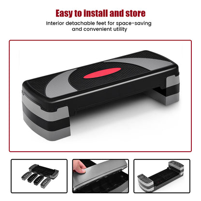 Fitness Aerobic Stepper with 10/15/20 CM Adjustable Risers