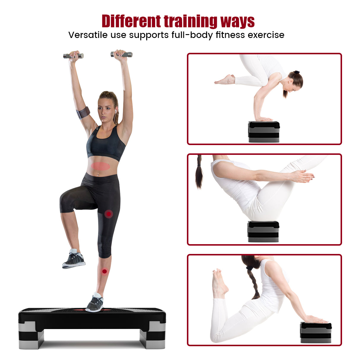 Fitness Aerobic Stepper with 10/15/20 CM Adjustable Risers