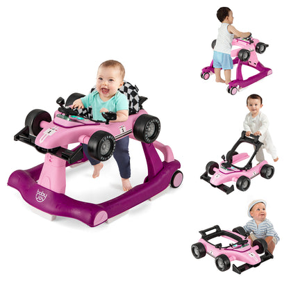 4-in-1 Foldable Activity Car Walker with Adjustable Height and Speed-Purple